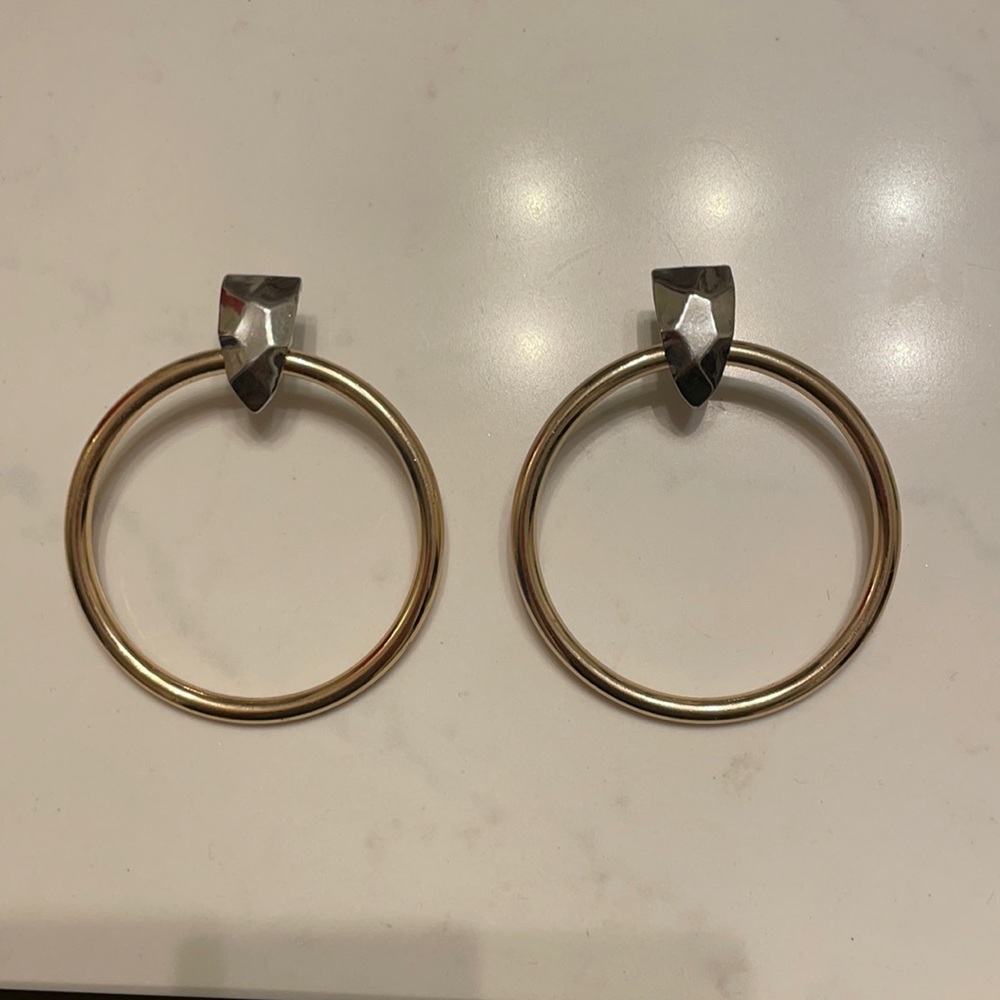Zara mixed metals silver gold front hoop earrings